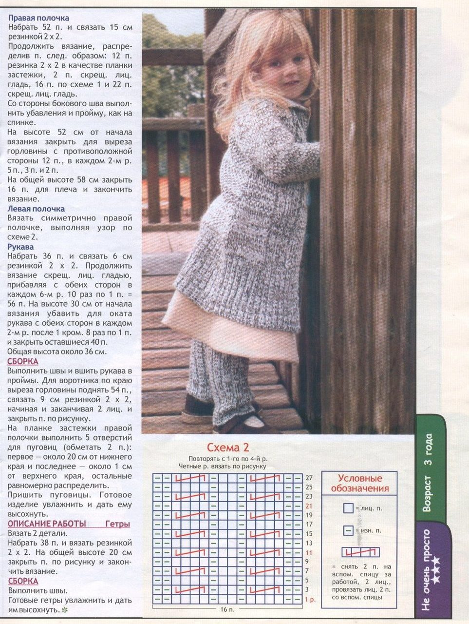 Теплое пальто спицами