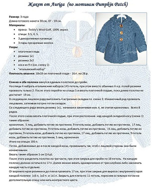 Как связать жакет на спицах для девочки 1-2 лет?