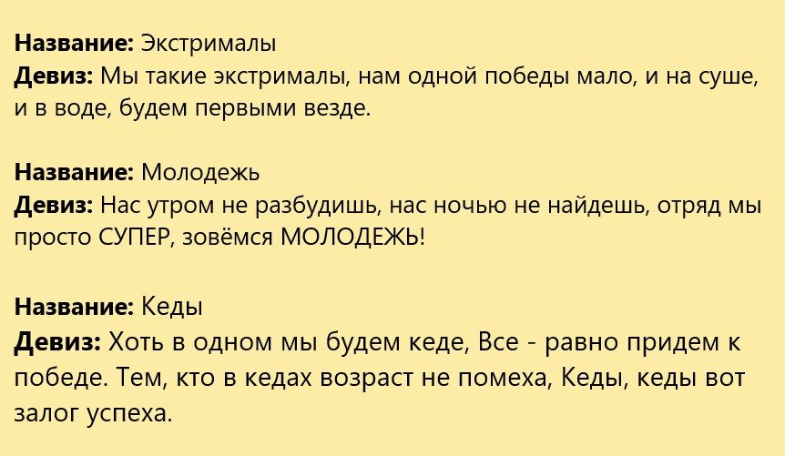 Названия команд № 1
