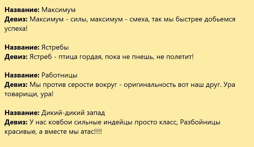 Названия команд № 4