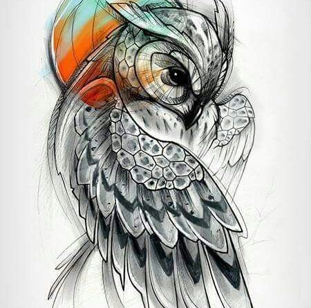 Рисунок-эскиз для тату с совой