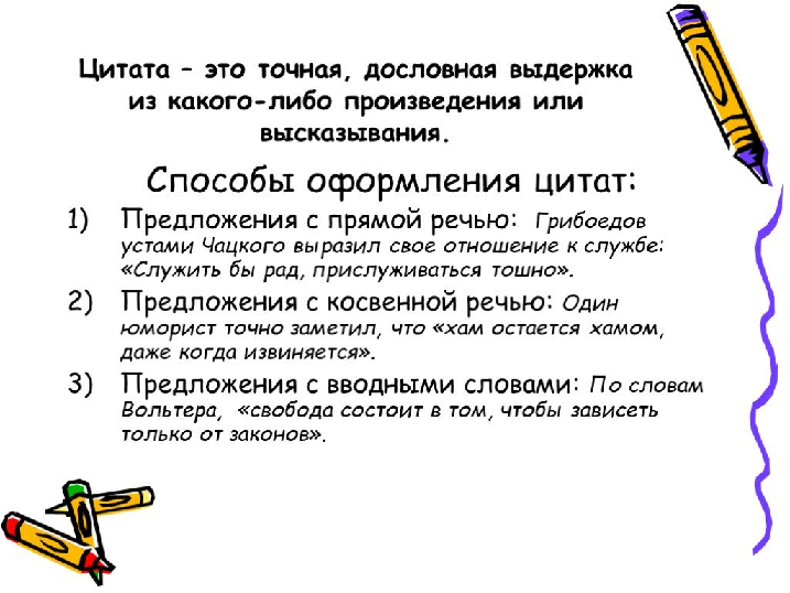 Изображение 2. определение цитаты и основные способы ее оформления.