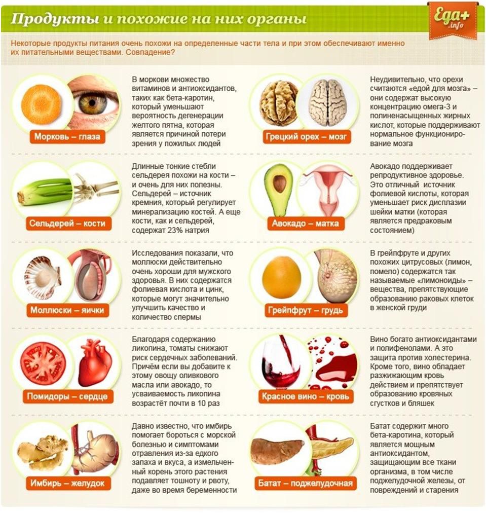 Похожие на органы продукты