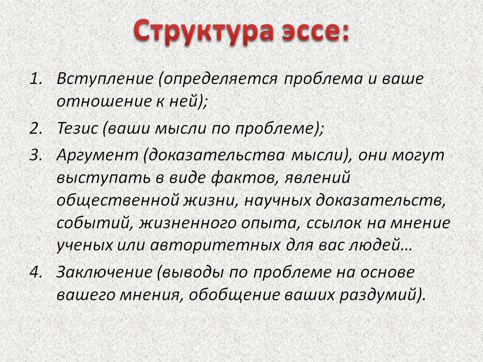 Структура эссе