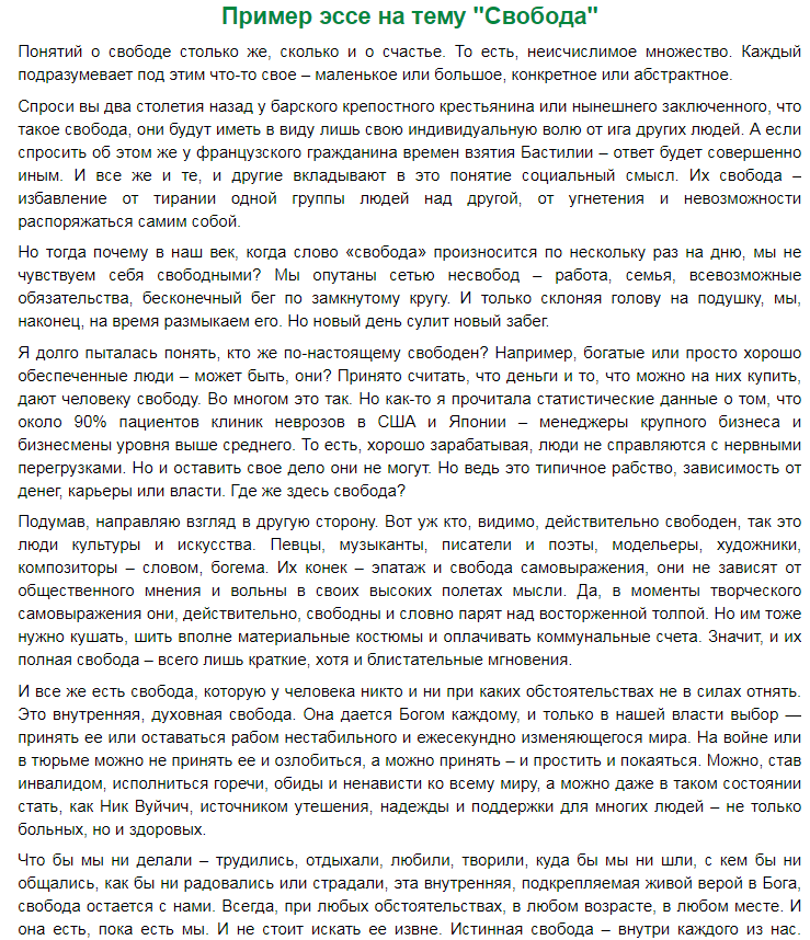 Пример эссе 1