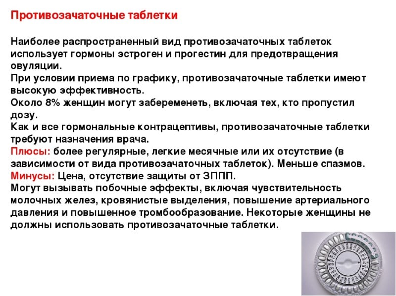 Особенности противозачаточных таблеток