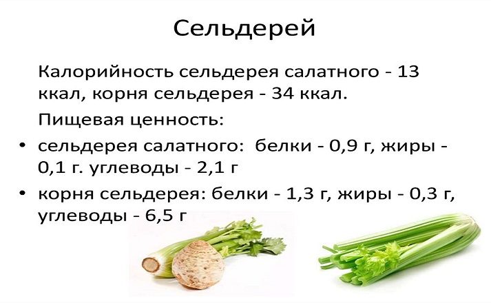 Пищевая ценность стеблей и корня сельдерея