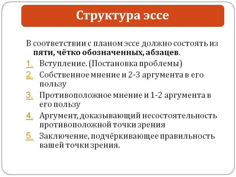 План эссе