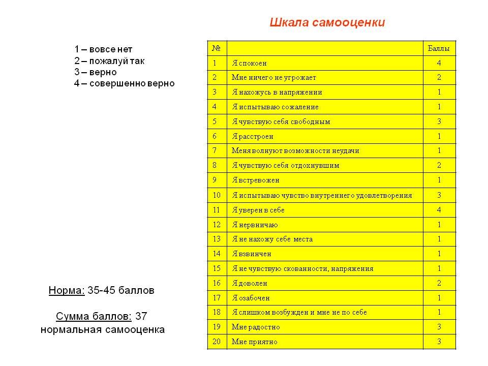 Шкала самооценки