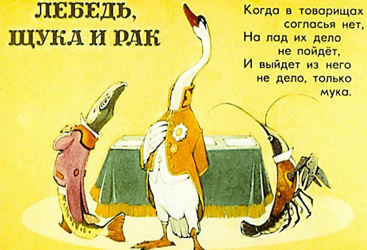 Басня «лебедь щука и рак»