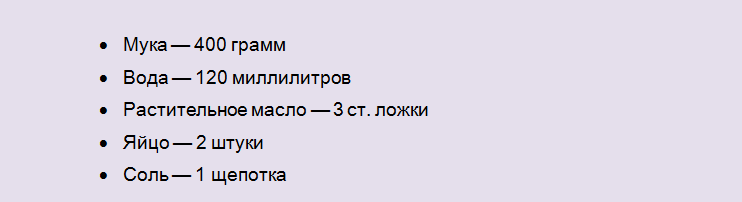 Список продуктов