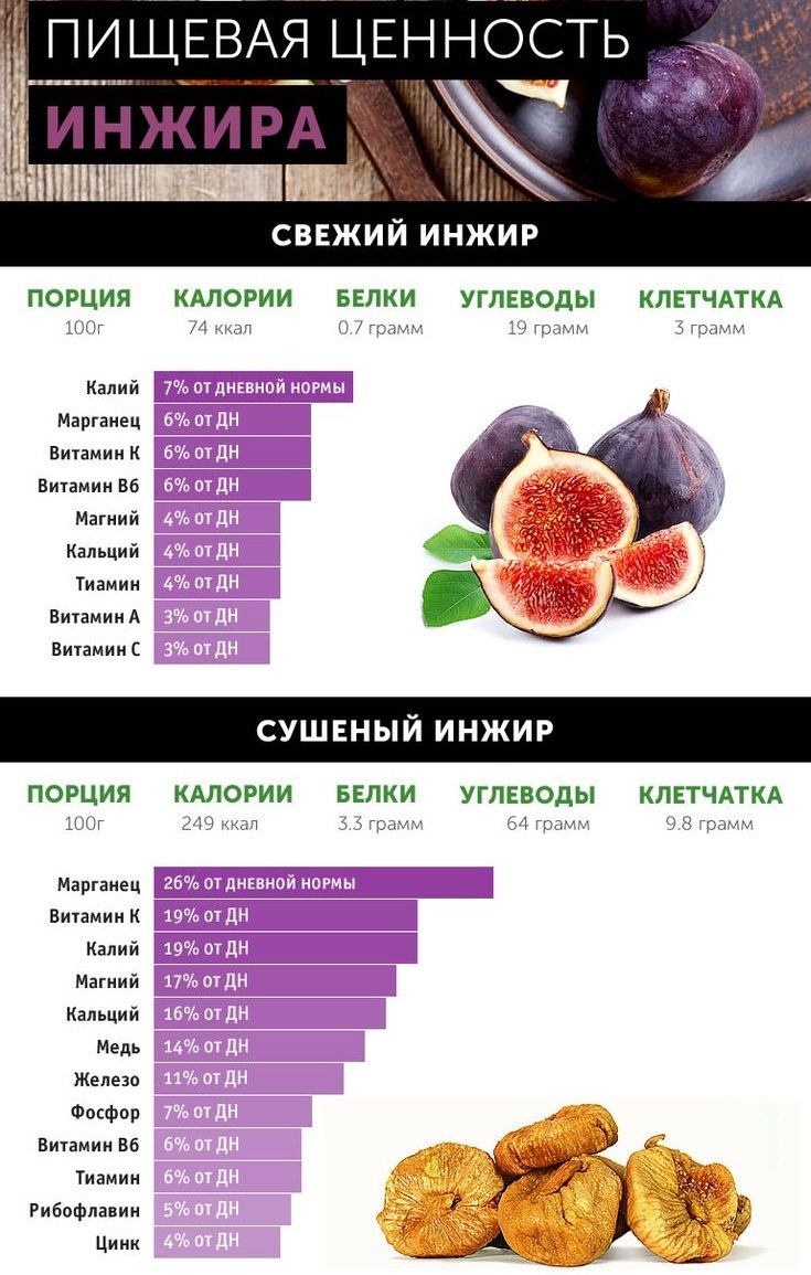 Пищевая ценность свежего и сушеного инжира