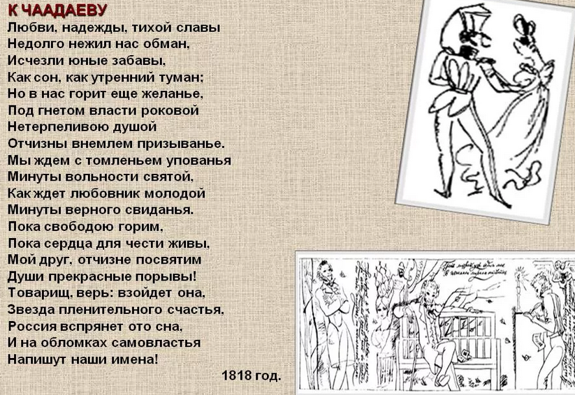 Стихотворение «к чаадаеву» поэта пушкина