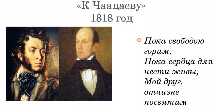 Стихотворение «к чаадаеву» поэта пушкина