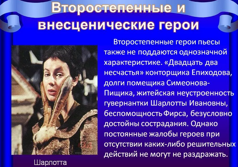 Второстепенные и внесценические персонажи в произведении «вишневый сад»