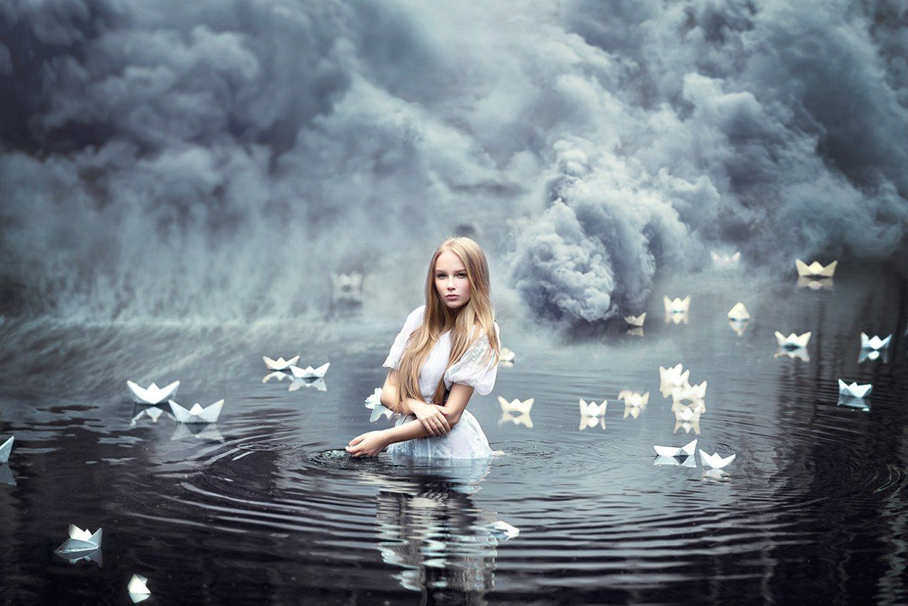 Фотосессия иллюзии водопада