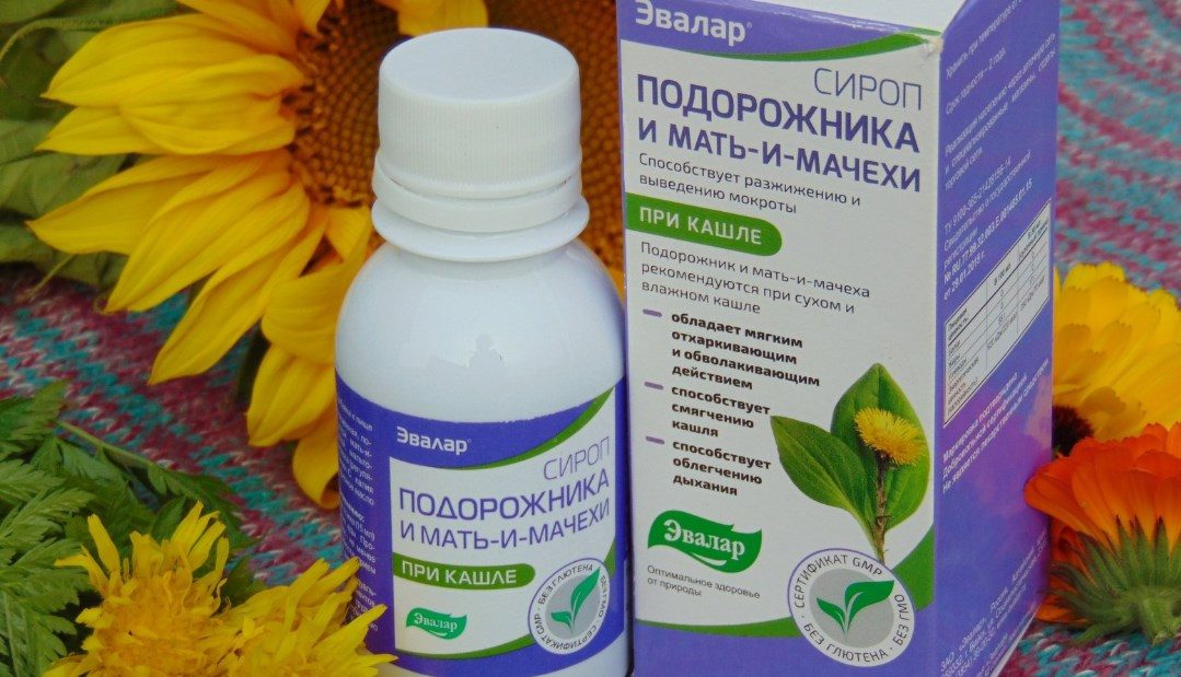 Готовый аптечный сироп из мать-и-мачехи и подорожника