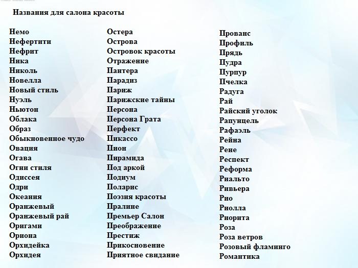 Список названий