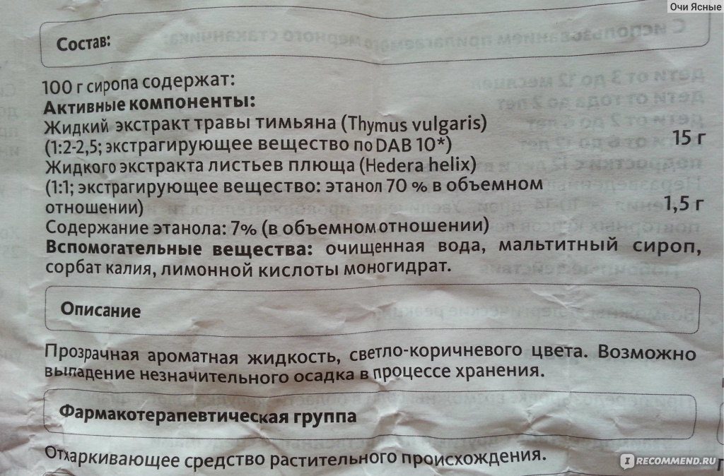 Бронхипрет - состав