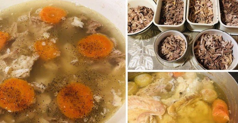 Разберите мясо и залейте бульоном