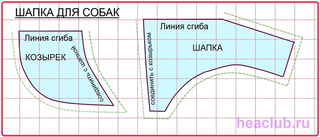 Выкройка шапка для собак