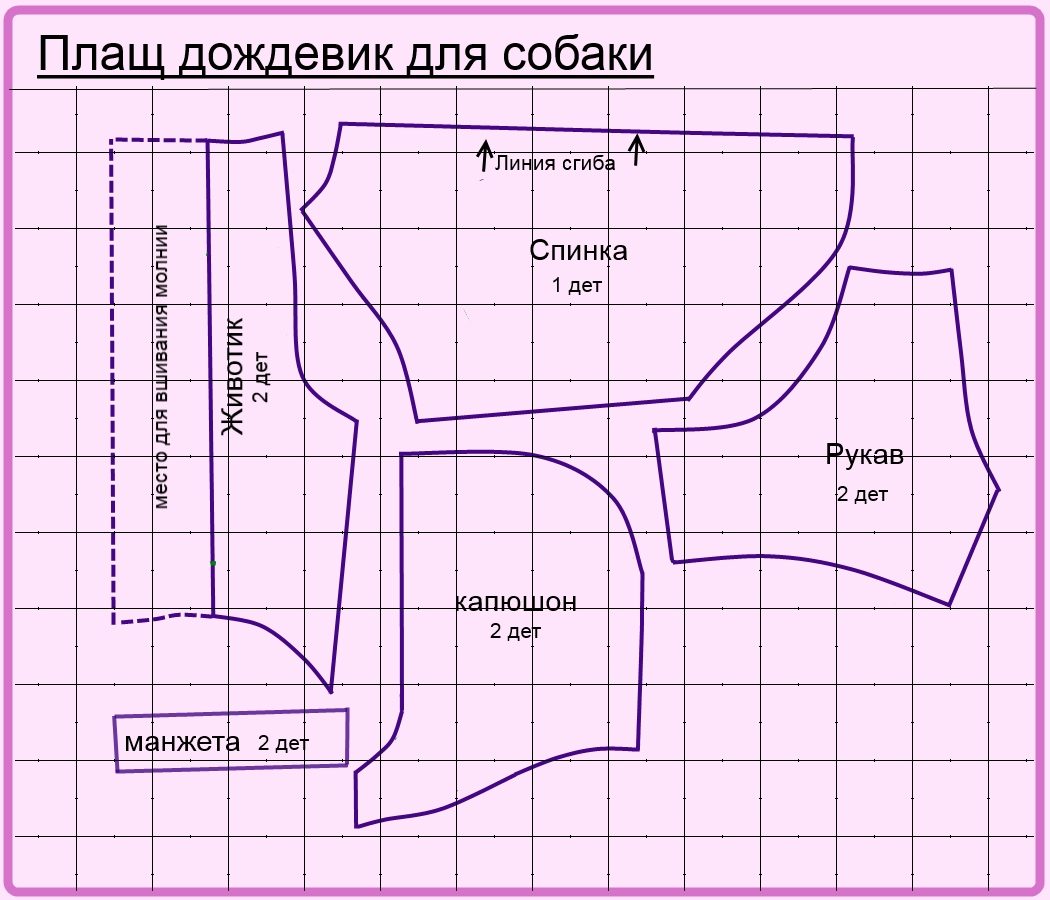 Схема плаща дождевика для собаки