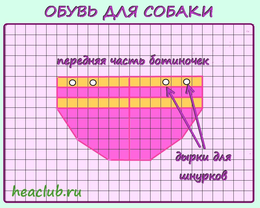 Передняя часть ботиночек для собаки спицами