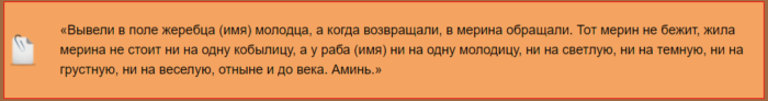 На гриву мерина