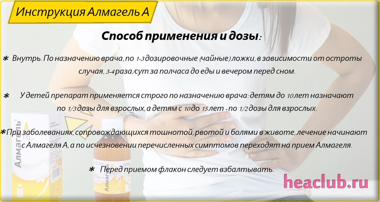 Алмагель а инструкция: способ приема и дозы