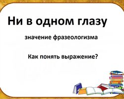 «Ни в одном глазу»: происхождение, прямое и переносное значение фразеологизма, объяснение одним словом, примеры предложений