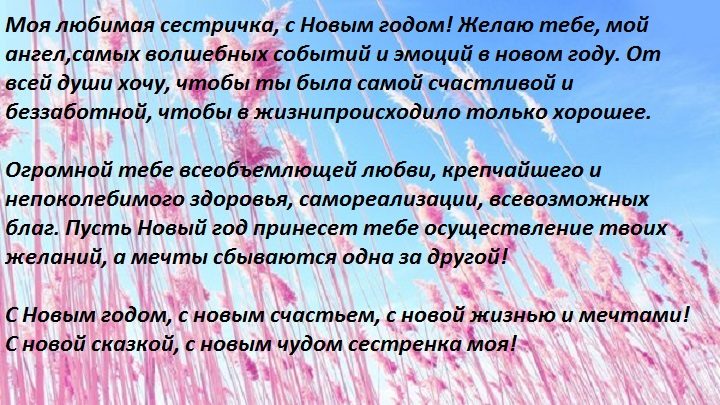 Слова сестре на новый год - веселые пожелания в стихах