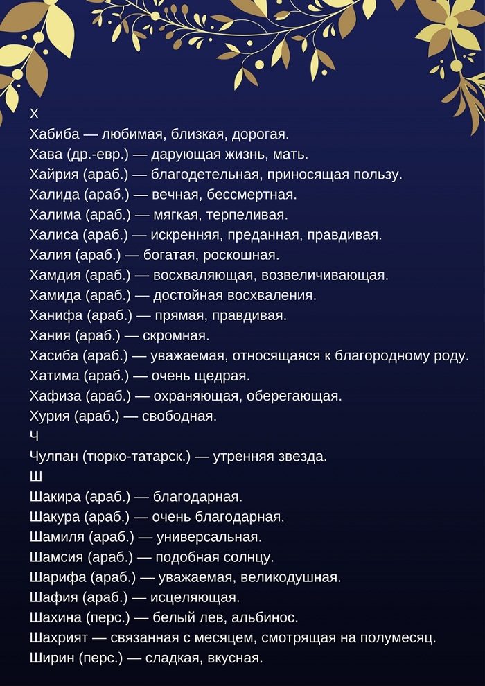 Женские мусульманские имена