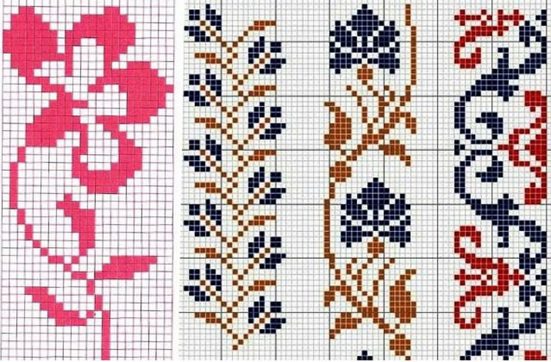 Симпатичные рисунки в виде цветов. вязание спицами