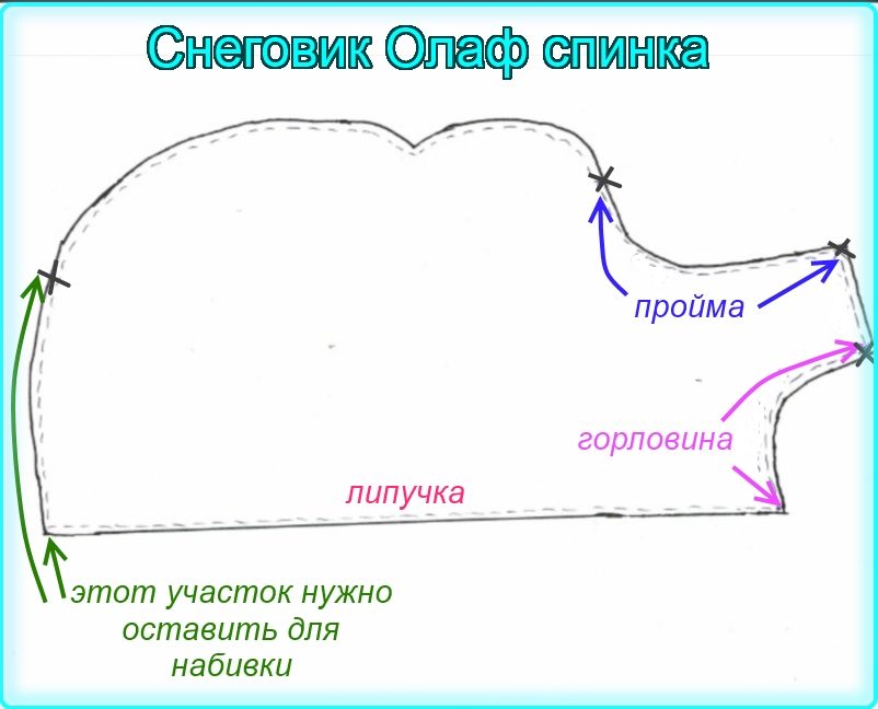 Выкройка костюма снеговика задняя часть