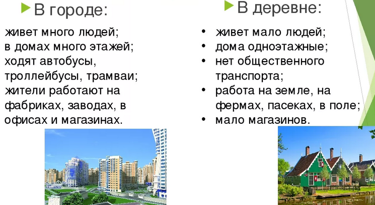 Черты сходства города и села