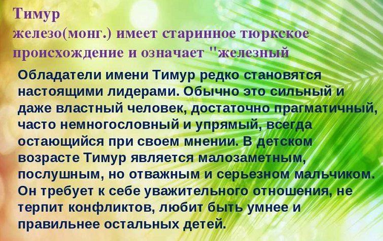 Значение имени тимур для мальчика