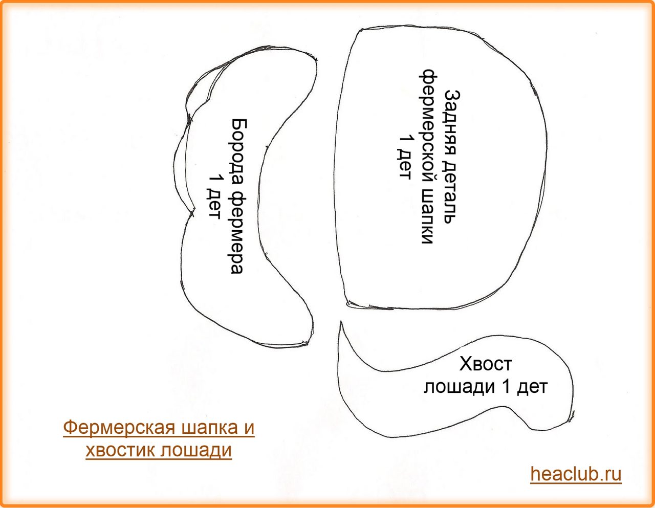 Детали для головы фермера и хвост лошади
