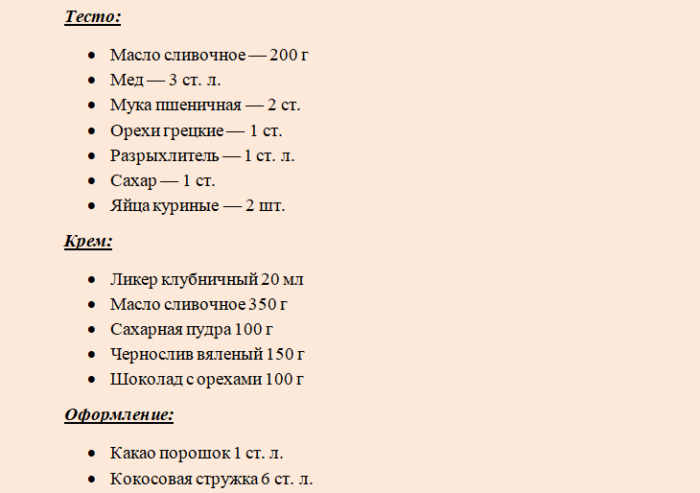 Понадобятся такие продукты для торта