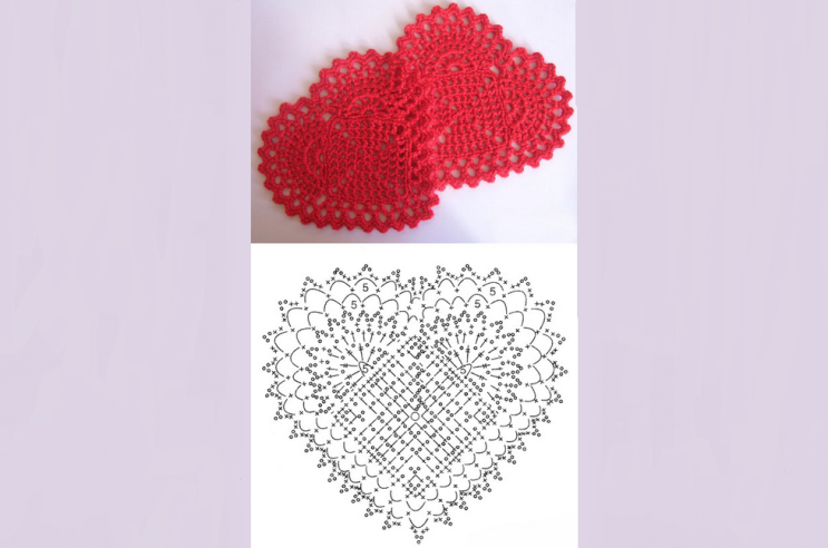 Салфетка сердце крючком