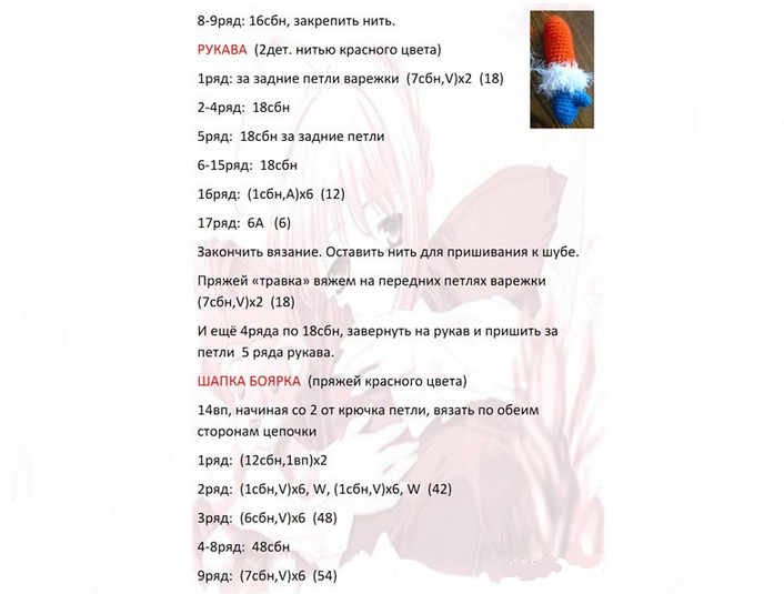 Описание к вязанию