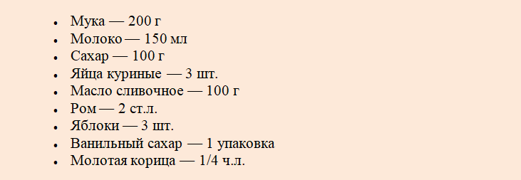 Продукты, которые необходимы для приготовления