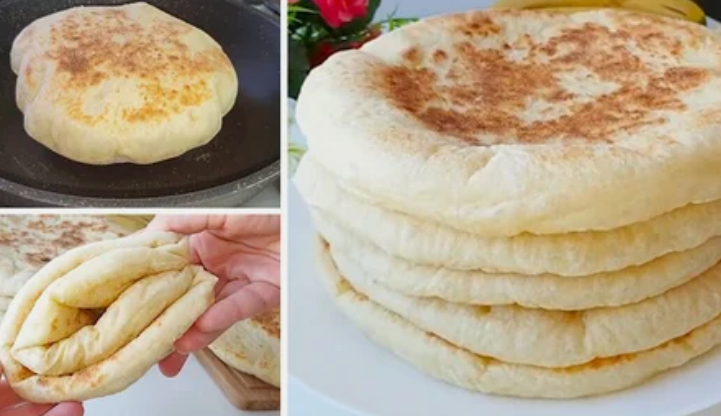 Лепешка базлама с дрожжами на кефире на сковороде