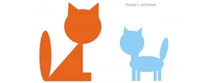 «кошка» — аппликация из разных геометрических фигур