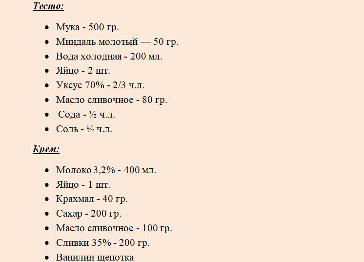 Понадобятся такие продукты для торта