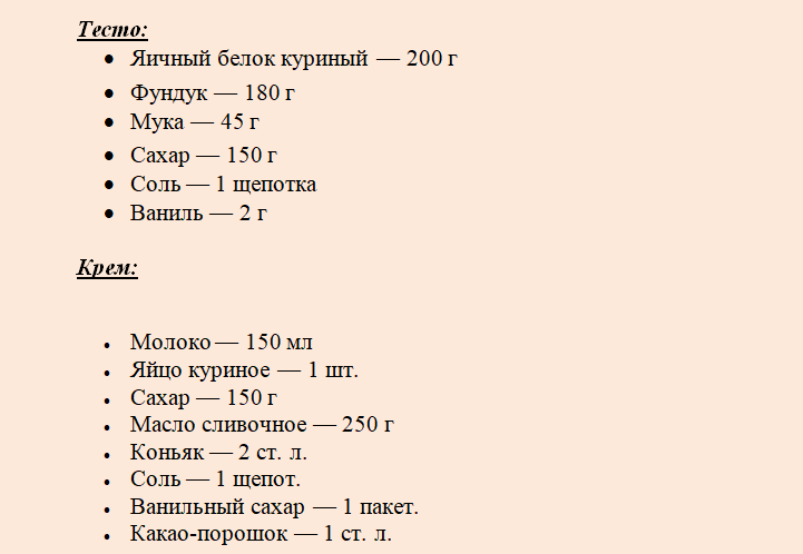 Понадобятся такие продукты для торта