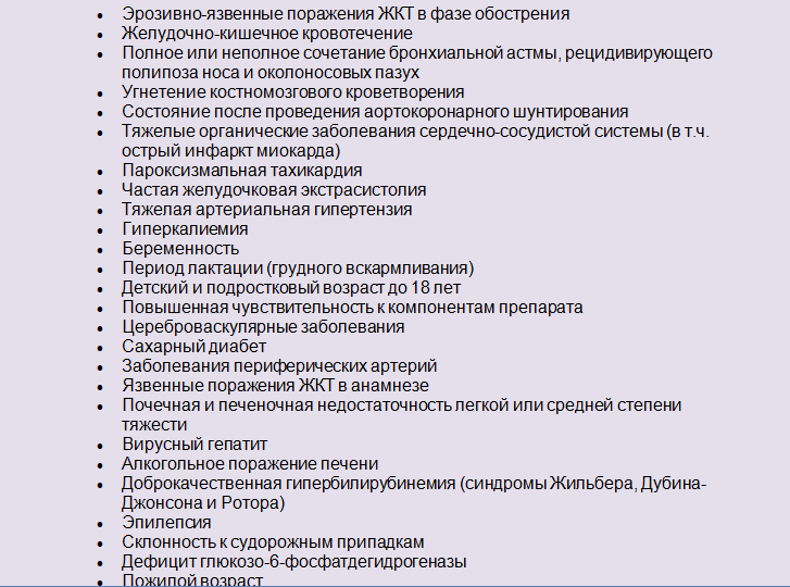 Противопоказания к использованию пенталгина