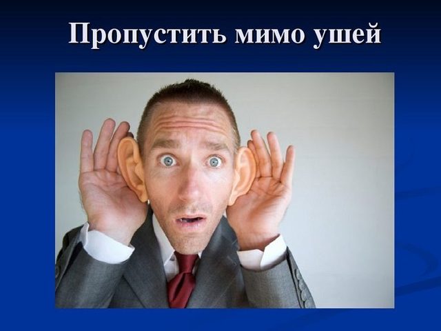 «Пропустить мимо ушей»: происхождение, прямое и переносное значение фразеологизма, объяснение одним словом, примеры предложений