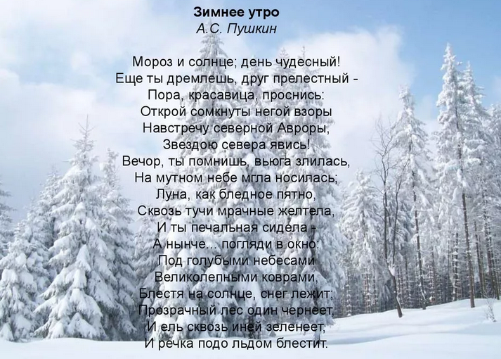 Стихотворение пушкина «зимнее утро»