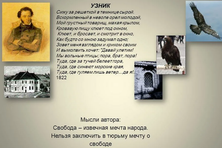 Стихотворение поэта пушкина и лермонтова «узник»