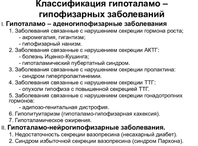 Гипофиз и гипоталамус: заболевания